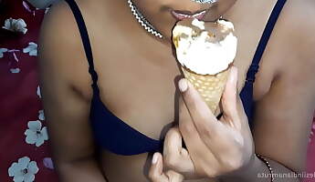 Indian Desi Gujju Bhabhi great oral pleasure with ice fluid